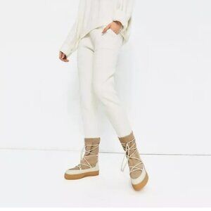 ZARA Split Suede Leather Lace up boots sz 41 Beige White sz 10 US